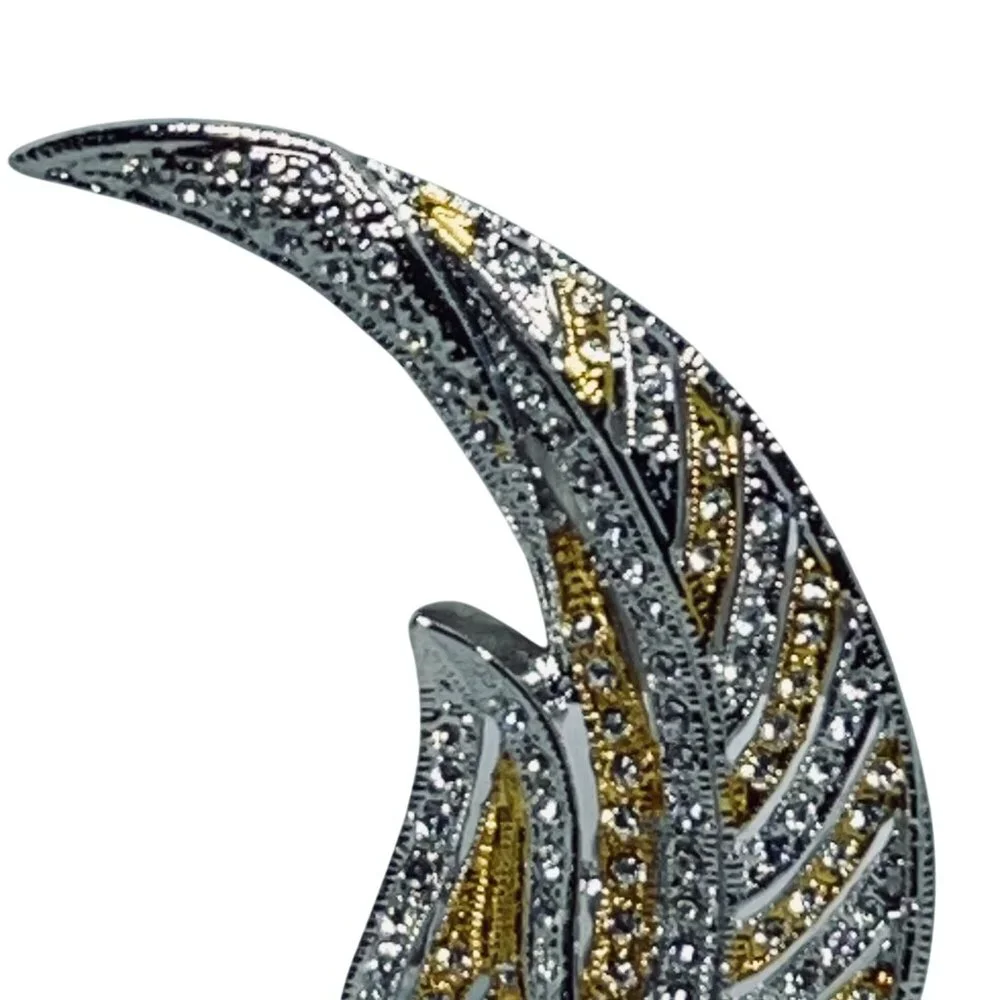 Cameron And Cross Jackie Kennedy Silver & Gold Tone Rhinestone Leaf Brooch (5899 - Picture 4 of 8